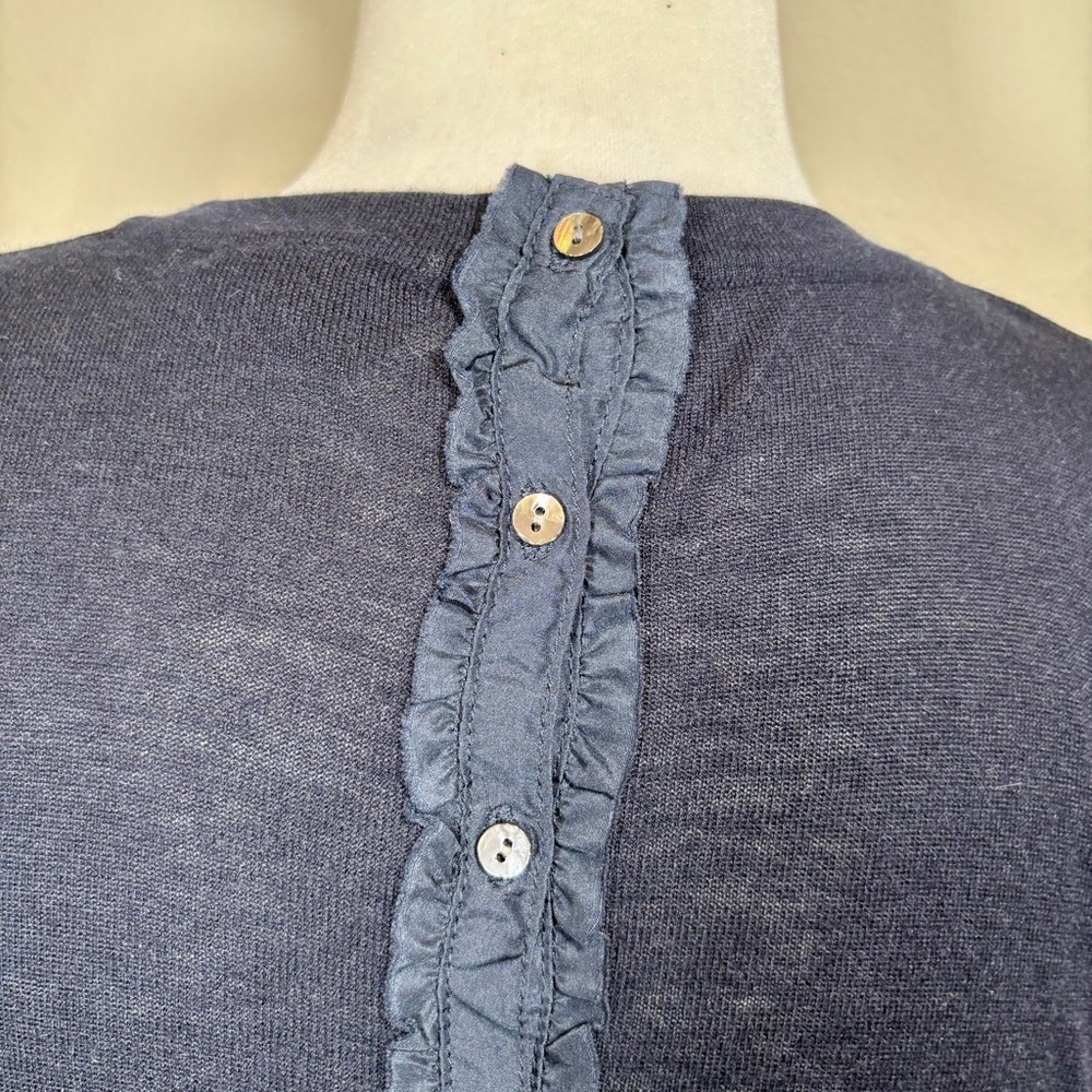 Jigsaw Navy Silk/Wool/Cashmere Blend Lightweight Sweater Size Medium - Picture 5 of 7